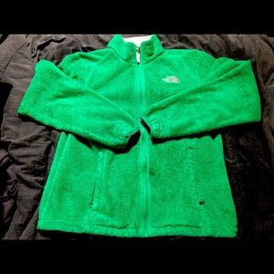 north face green fleece sweater medium